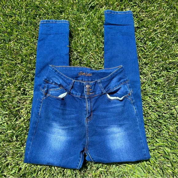 Bamboo Ultra High Rise Skinny Jeans Triple Button Size 15 - Picture 3 of 8